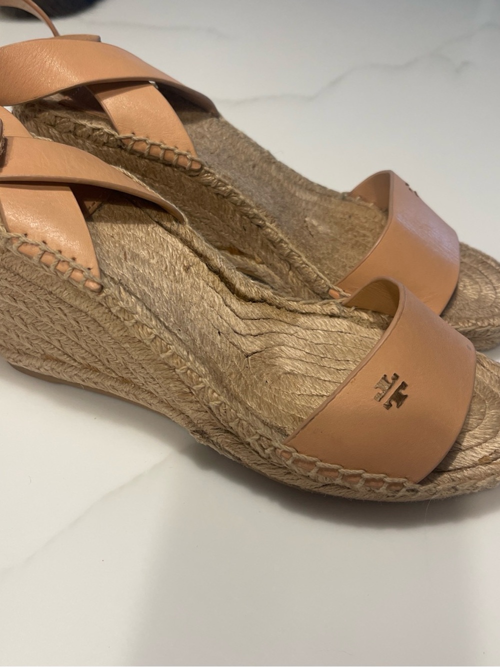 Tory Burch Tan Leather Espadrille Ankle-Strap Sandals - Picture 4 of 12